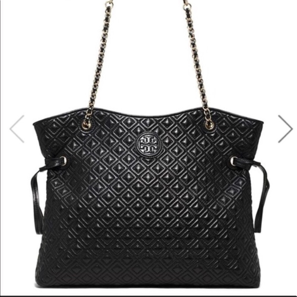 Tory Burch quilted Black Marion slouchy tote